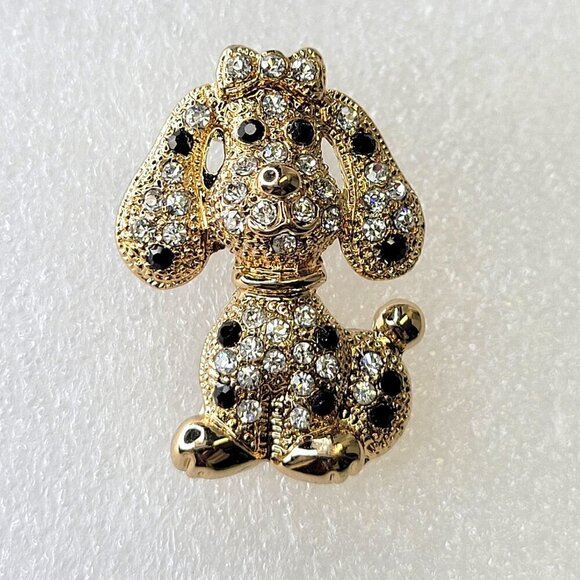 Gold Tone Dog Brooch - Picture 1 of 8